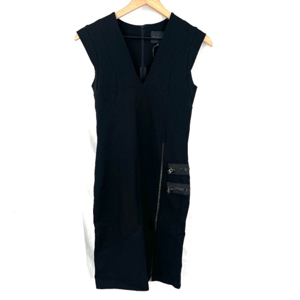 Hotel Particulier little black dress‎ LBD scuba bodycon Moto stretch cocktail XS